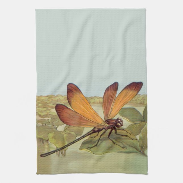 Golden Dragonfly Tea Towel (Vertical)