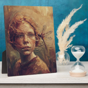 Golden Dragonfly Whisper – Warm Impressionist Oil  Plaque