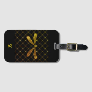 Golden Dragonfly with Custom Text Luggage Tag