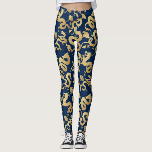 Golden Dragons Pattern D Blue BG Leggings