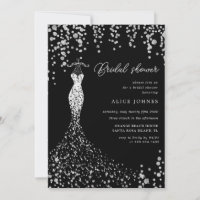 golden dress bridal shower invitation