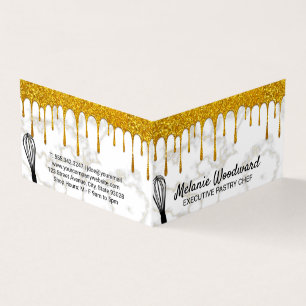 Golden Drip Gold Marble and Whisk Business Card