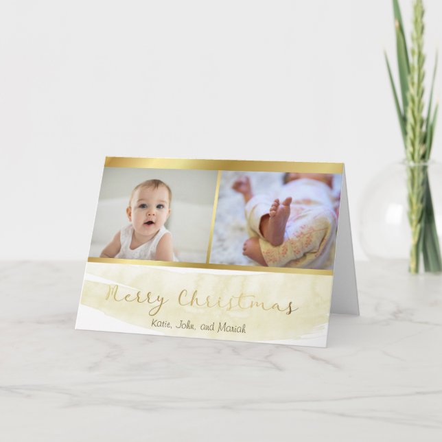 Golden Dual Frame Christmas Card (Front)
