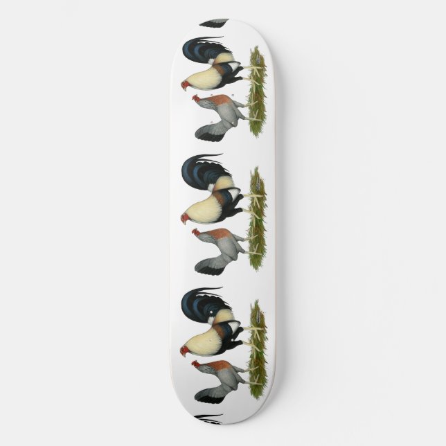 Golden Duckwing Chickens Skateboard (Front)