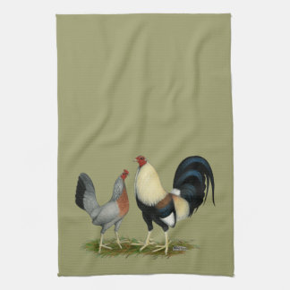 Golden Duckwing Chickens Tea Towel