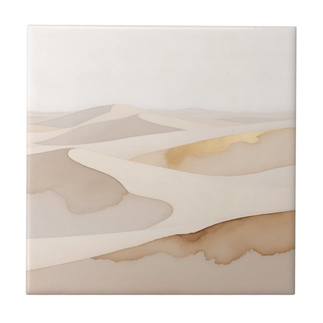 Golden Dunes Abstract Serenity Tile (Front)