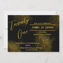 Golden Dust 21st Birthday Invitation
