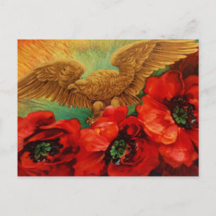Golden Eagle and Poppies Vintage Postcard