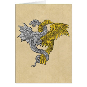 Golden Eagle and Silver Dragon Entwined