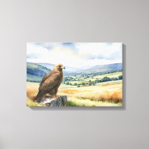 Golden Eagle Bird Wildlife Art Watercolor Style Canvas Print