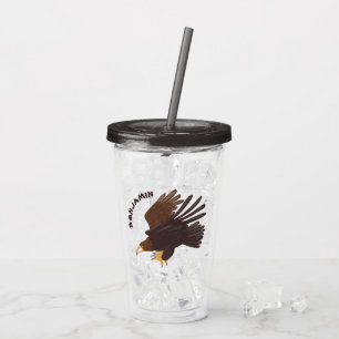 Golden eagle funny cartoon illustration acrylic tumbler