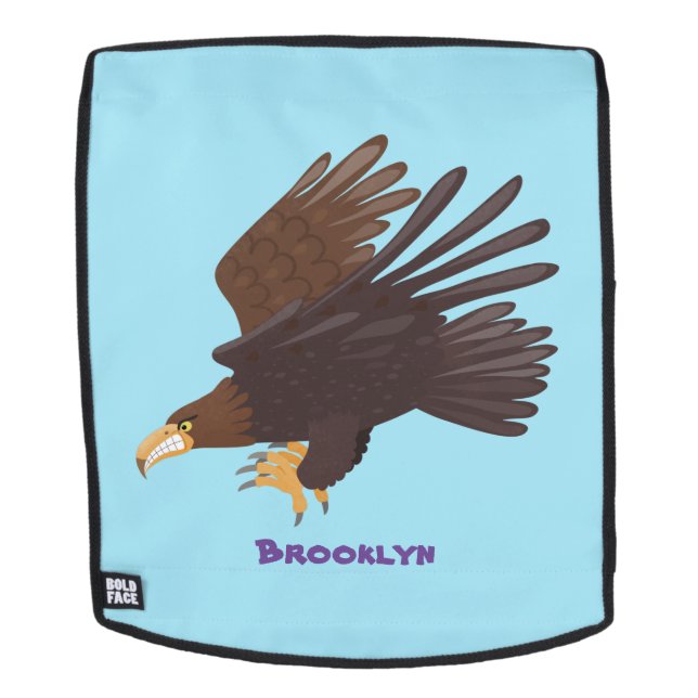 Golden eagle funny cartoon illustration backpack (Removable Face)