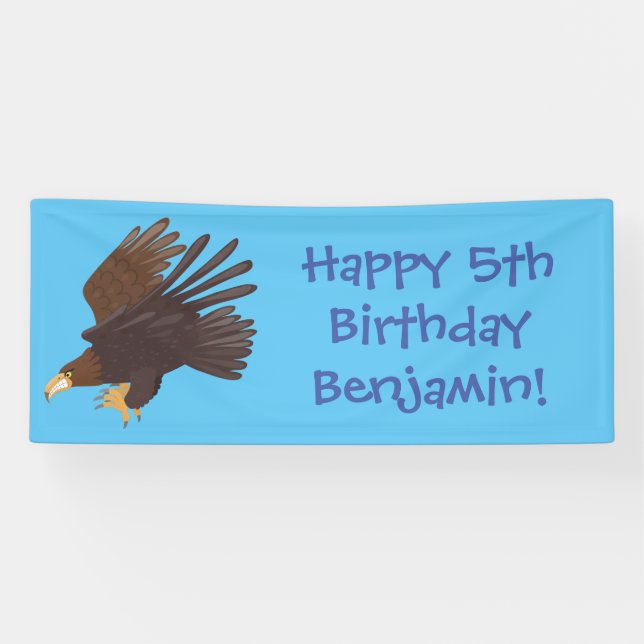Golden eagle funny cartoon illustration banner (Horizontal)