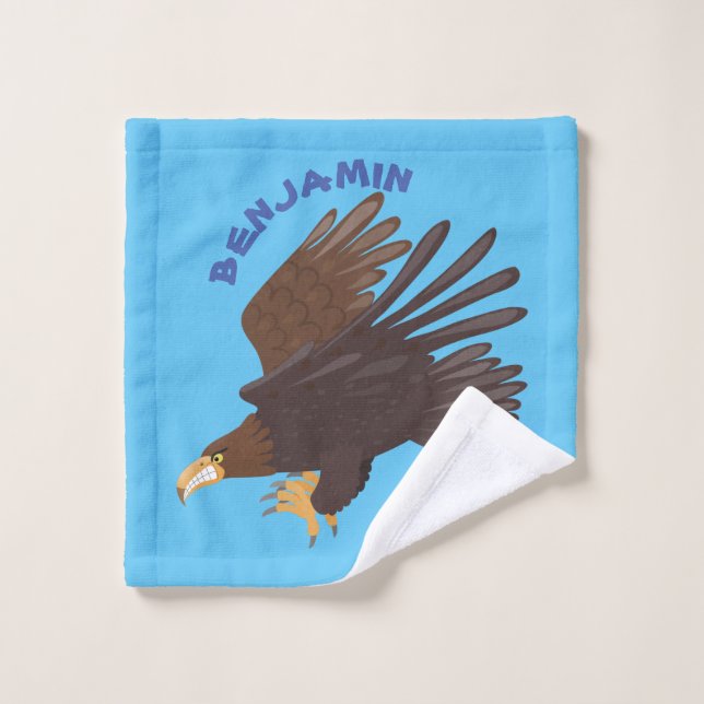 Golden eagle funny cartoon illustration bath towel set (Wash Cloth)