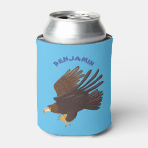 Golden eagle funny cartoon illustration can cooler