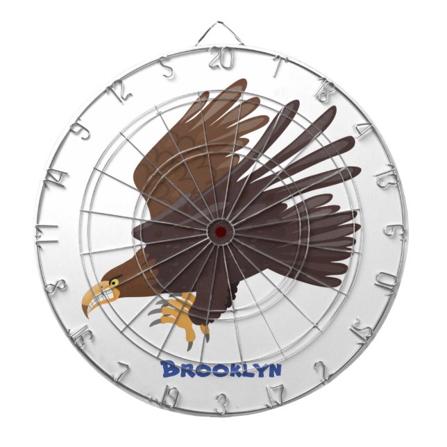 Golden eagle funny cartoon illustration dartboard (Front)