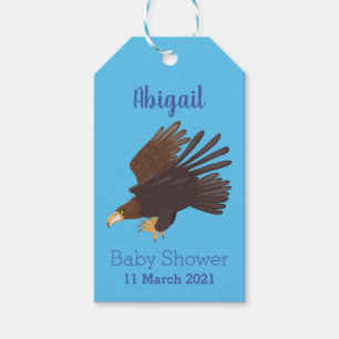 Golden eagle funny cartoon illustration gift tags