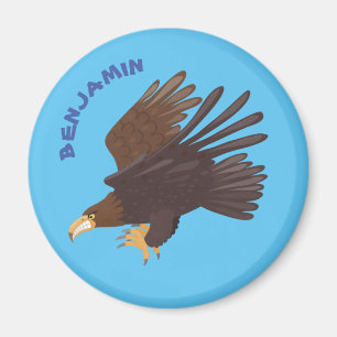 Golden eagle funny cartoon illustration magnet