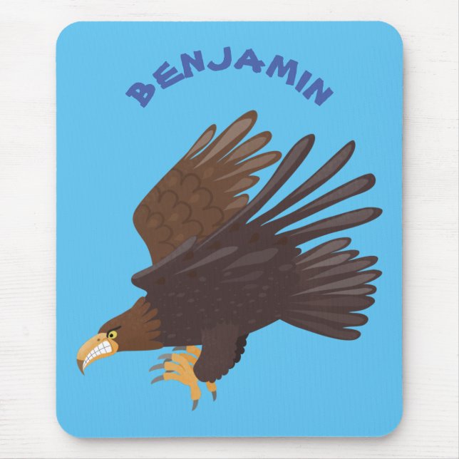 Golden eagle funny cartoon illustration mouse pad (Front)