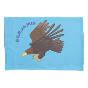 Golden eagle funny cartoon illustration pillowcase