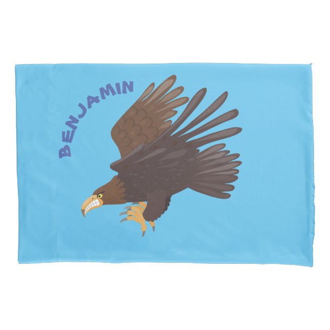 Golden eagle funny cartoon illustration pillowcase (Front)