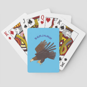 Golden eagle funny cartoon illustration playing cards