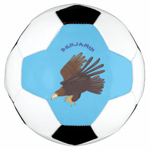 Golden eagle funny cartoon illustration soccer ball