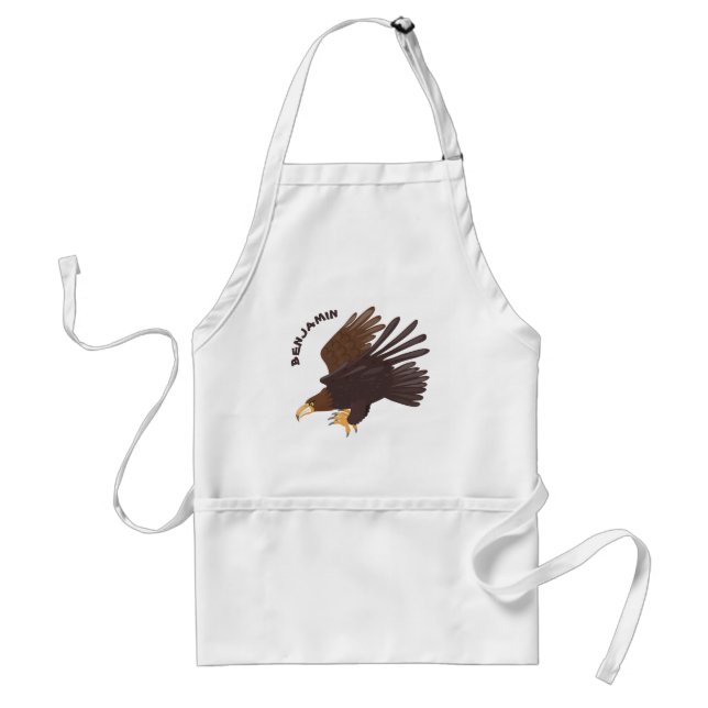 Golden eagle funny cartoon illustration standard apron (Front)