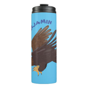 Golden eagle funny cartoon illustration thermal tumbler