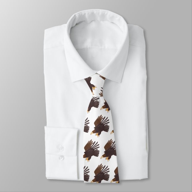 Golden eagle funny cartoon illustration tie (Tied)