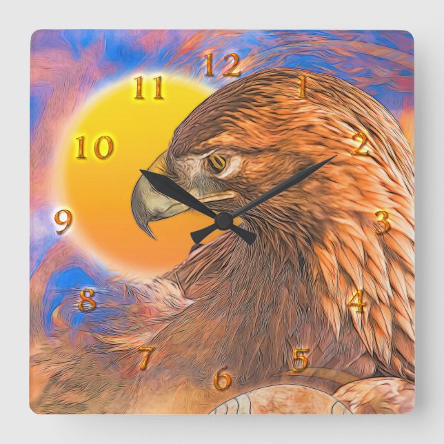 GOLDEN EAGLE “Legends” Square Wall Clock (Front)