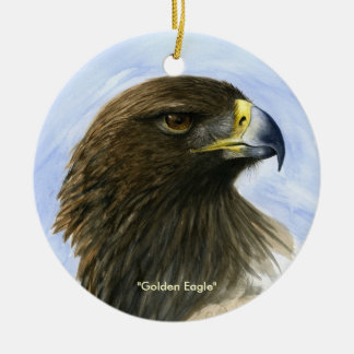 "Golden Eagle" Ornament-watercolor painting Ceramic Tree Decoration