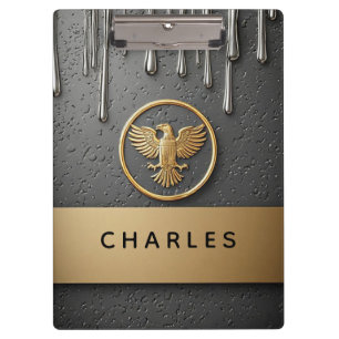Golden Eagle Pendant Dripping Liquid Metal  Clipboard