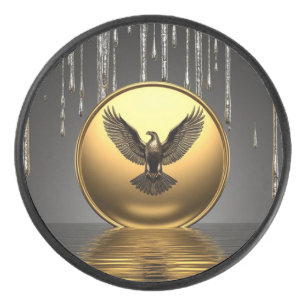 Golden Eagle Pendant Dripping Liquid Metal Hockey Puck