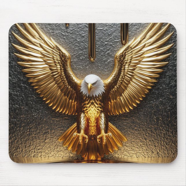 Golden Eagle Pendant Dripping Liquid Metal  Mouse Pad (Front)