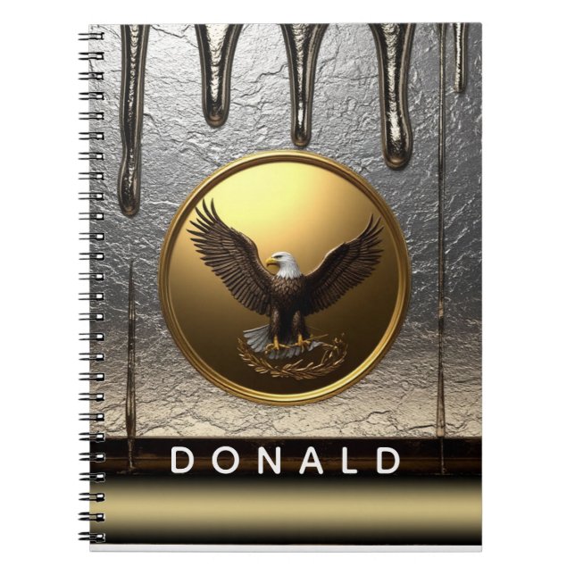 Golden Eagle Pendant Dripping Liquid Metal  Notebook (Front)