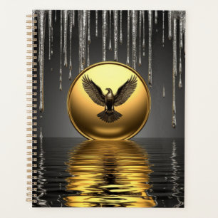Golden Eagle Pendant Dripping Liquid Metal  Planner