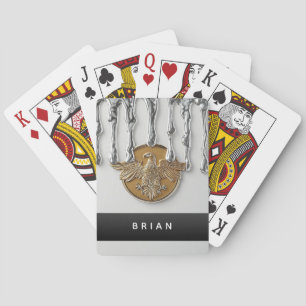 Golden Eagle Pendant Dripping Liquid Metal  Playing Cards