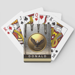 Golden Eagle Pendant Dripping Liquid Metal  Playing Cards