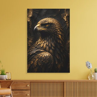 Golden Eagle Sculptural 3D Luxury Fine Art Canvas Print