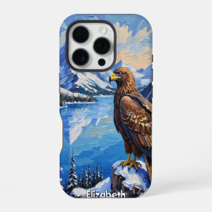 Golden Eagle, Snowy Mountain Lake iPhone 16 Pro Case