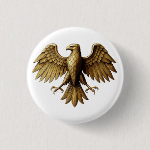 Golden Eagle T-Shirt Design   Majestic Bird Graph 3 Cm Round Badge