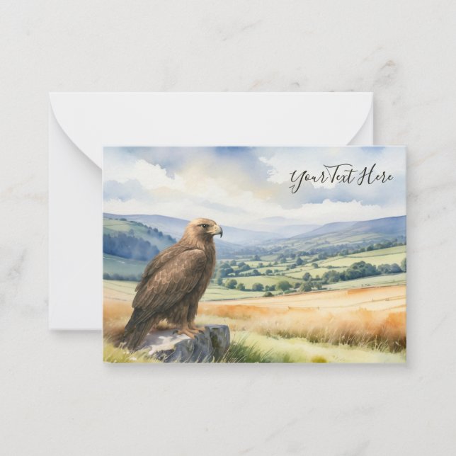 Golden Eagle Watercolor Bird of Prey Custom Text Card (Front)