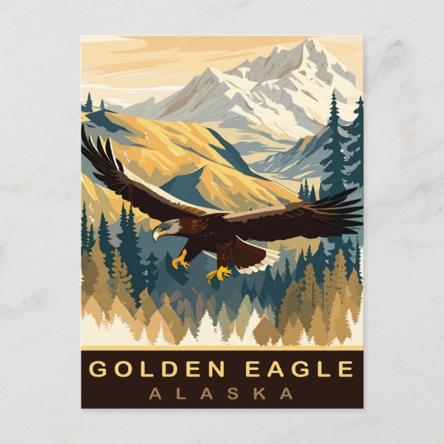 Golden Eagle, Wildlife in Alaska, Travel Postcard (Front)