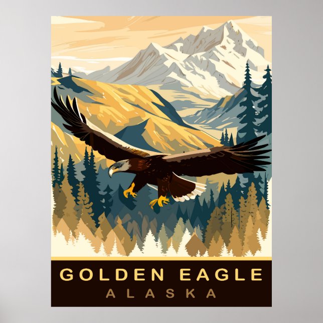 Golden Eagle, Wildlife in Alaska, Travel Poster (Front)