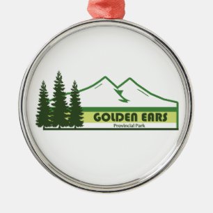 Golden Ears Provincial Park Green Stripes Metal Tree Decoration