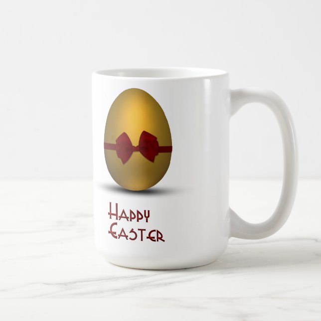 Golden Easter Egg with Red Bow Coffee Mug (Right)