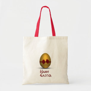 Golden Easter Egg with Red Bow Tote Bag