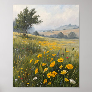 Golden Echoes Across the Hazy Summer Meadow: A Stu Poster