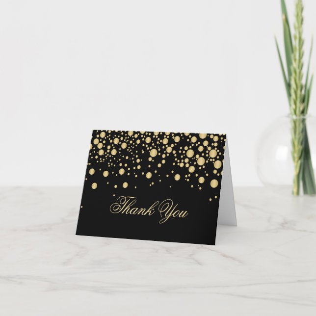 Golden effect confetti Thank You Card (Front)